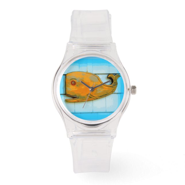 Montre baleine d'art populaire heureuse (Recto)