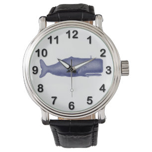 Montre Baleine stylisée vintage du 19e siècle #1 N Bleu