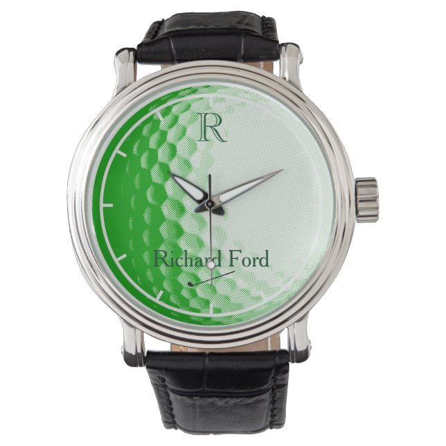 Montre balle de golf verte personnalisée (devant)