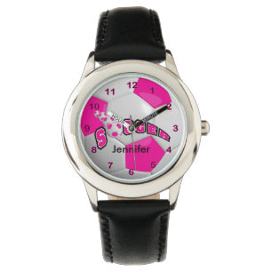 Montre Balle de soccer rose chaud
