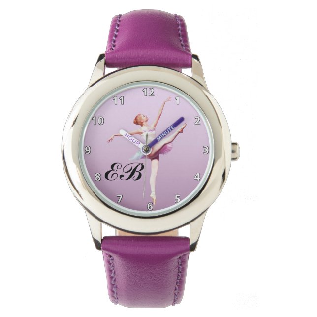 Montre Ballerina en rose et lavande, Monogramme (devant)