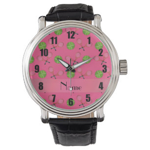 Montre Balles de tennis roses nommées personnalisées