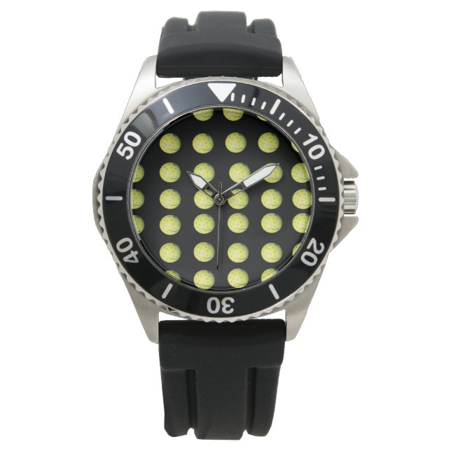 Montre Ballons De Golf Jaune Sur Noir, (devant)