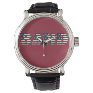 Montre Band USA - Regarder le drapeau - Rouge