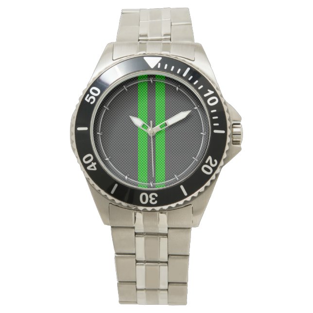 Montre Bandes de course Accent Green Carbon Fibre Style (devant)