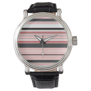 Montre Bandes roses gris mignonnes