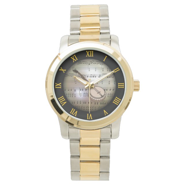 Montre Banjo ~ Arrière - plan "La Planète Musicale" * ~ ~ (devant)