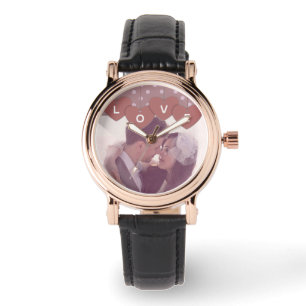 Montre Bannière de cœurs romantiques avec photo personnal