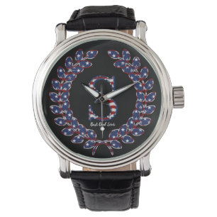 Montre Bannière étoilée élégante du monogramme S de