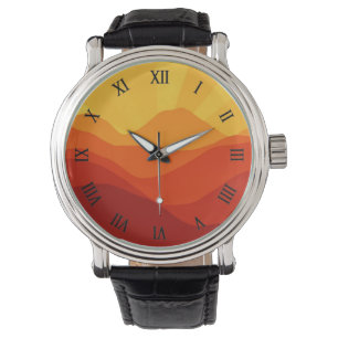 Montre Bannière Montagnes du Coucher de Soleil
