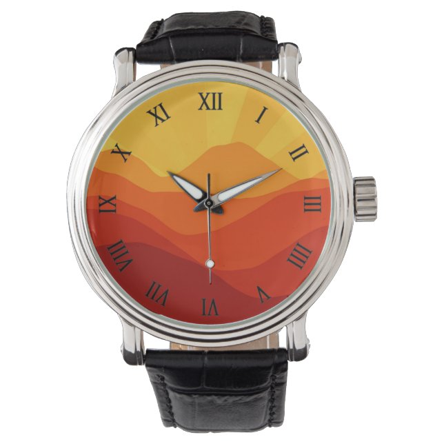 Montre Bannière Montagnes du Coucher de Soleil (devant)