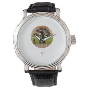 Montre Baobab Tree et Giraffe Coucher de soleil africain