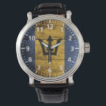 Montre Barbade Flag on Old Wood Grain<br><div class="desc">Barbados Flag on Old Wood Grain N'hésitez pas à modifier le design selon vos préférences. Vous pouvez modifier l'emplacement de conception, l'orientation, les couleurs et la taille des arrière - plans. De plus, vous pouvez ajouter votre propre texte, ou slogan définir sa police, son emplacement et sa taille, le tout...</div>