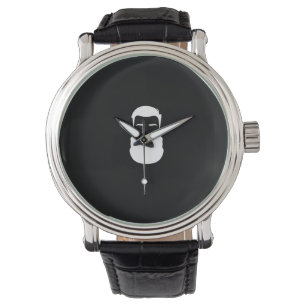 Montre Barbe blanche Bracelet en cuir noir