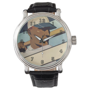 Montre Base-ball vintage, frappeur de sport de style arti