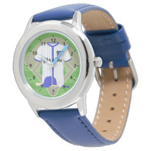 Montre Baseball bleu personnalisé