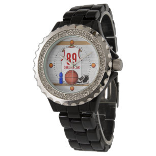 Montre Basket-ball blanc et rouge personnalisé Jersey
