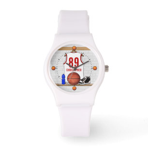 Montre Basket-ball blanc et rouge personnalisé Jersey