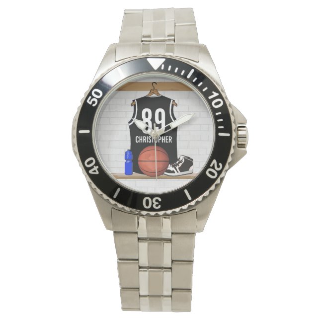 Montre Basket-ball noir et blanc du Jersey (devant)