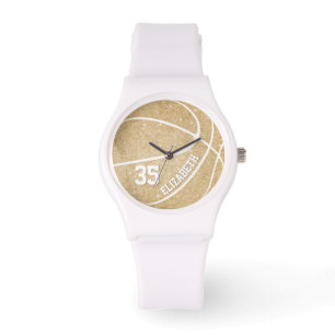 Montre basketball sportif de filles d'or personnalisées