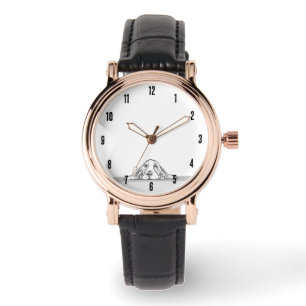 Montre basset hound noir blanc yeux de chiot simple