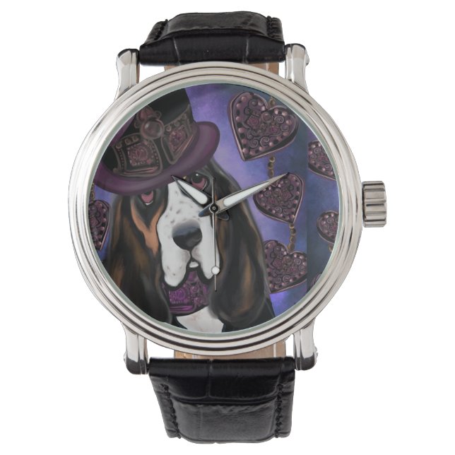 Montre Basset Hound STEAMPUNK (devant)
