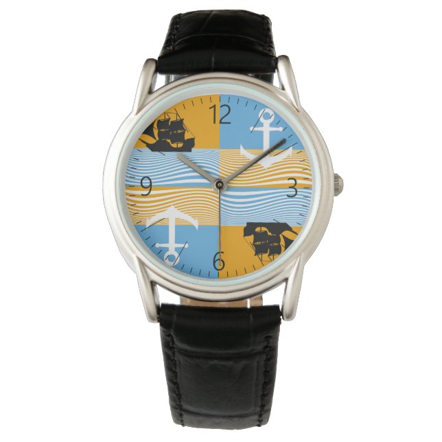 Montre Bateau à voile et motif d'ancre (devant)