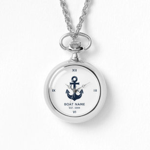 Montre Bateau Bleu Marine Nom d'Ancre