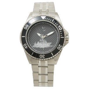 Montre Bateau de pêche style Chrome sur fibre de carbone
