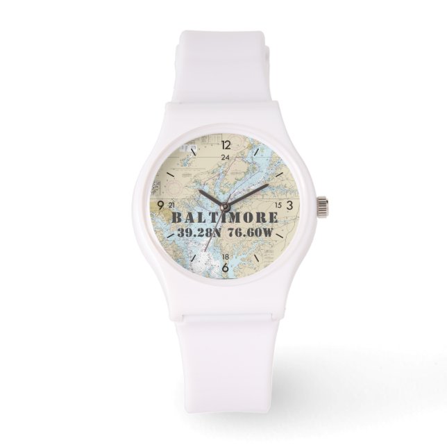 Montre Bateau nautique Baltimore MD Latitude Longitude (Recto)