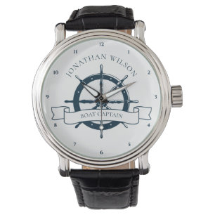 Montre Bateau personnalisé Capitaine Vintage roue nautiqu