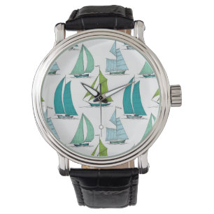Montre Bateaux À Voiles Sur Le Motif Aquatique