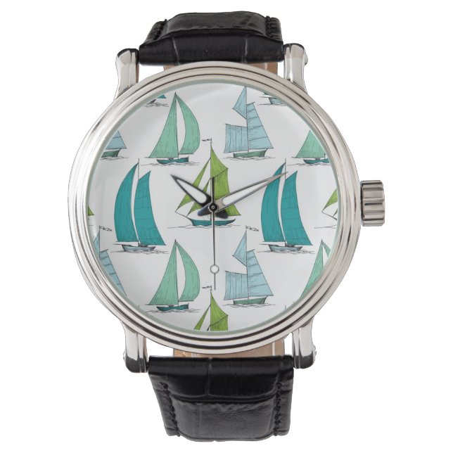 Montre Bateaux À Voiles Sur Le Motif Aquatique (devant)