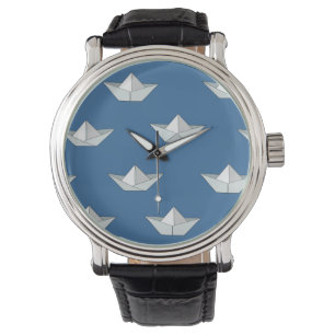 Montre Bateaux d'origami sur le motif de l'eau