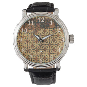 Montre Batik Earthy Coffee Bean Élégant Rustique robuste