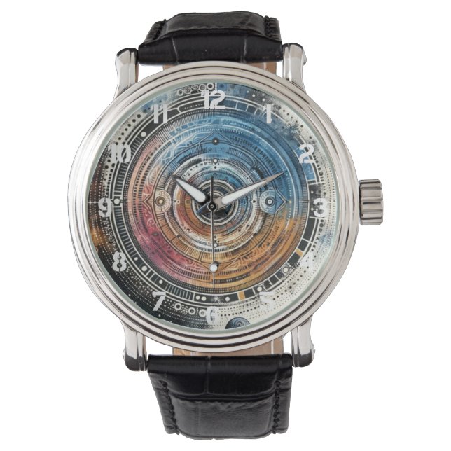 Montre Batik futuriste Art cosmique - Design spatial (devant)