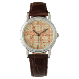 Montre Batik tribal Gecko - corail et orange clair