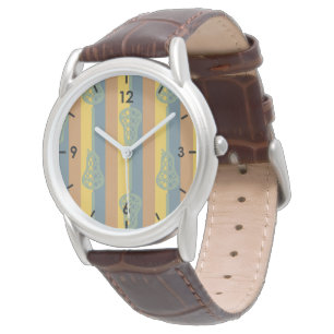 Montre Bâtons et bandes de crosse rétro couleur chaude