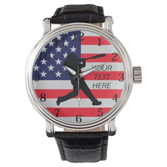 Montre Batterie de baseball et drapeau américain (devant)