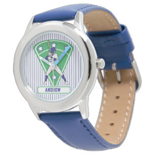 Montre Batterie Star Blue de baseball personnalisé