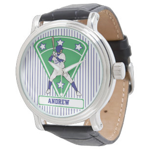 Montre Batterie Star Blue de baseball personnalisé