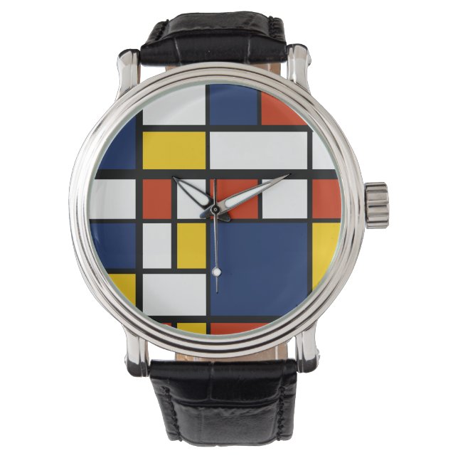 Montre bauhaus motif peinture géométrique abstraite mo (devant)
