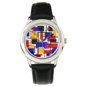 Montre Bauhaus Rectangles et lignes - Blanc