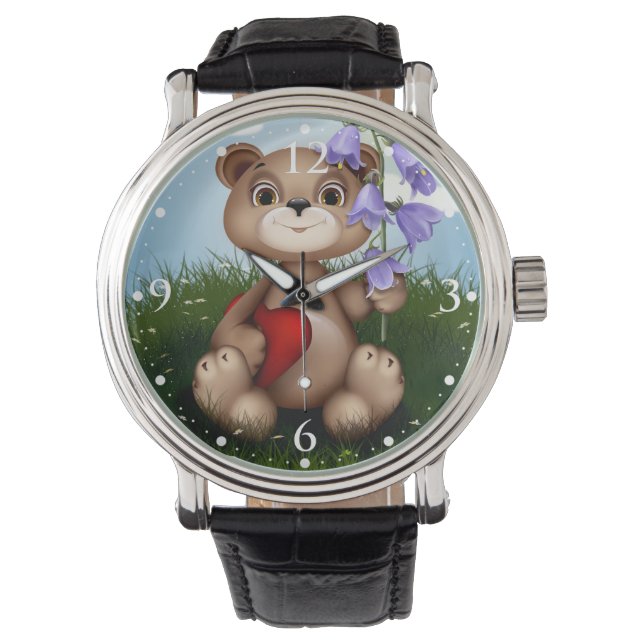 Montre Bear Holding Bouquet Flower-30926 (devant)