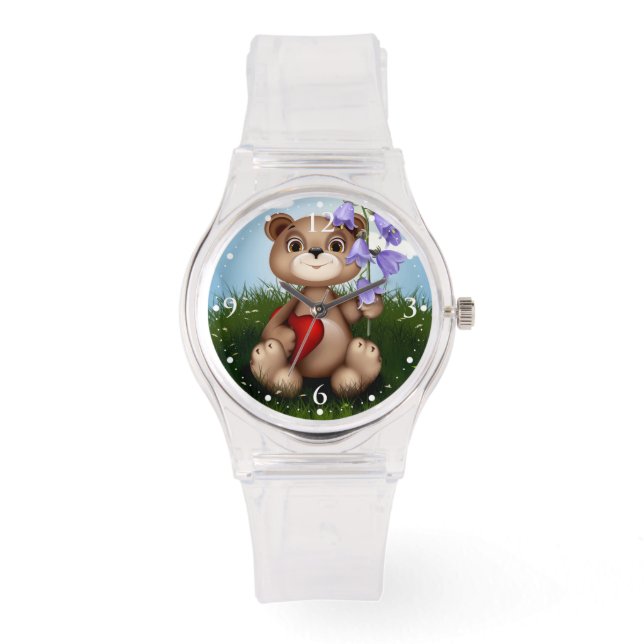 Montre Bear Holding Bouquet Flower-30926 (Recto)