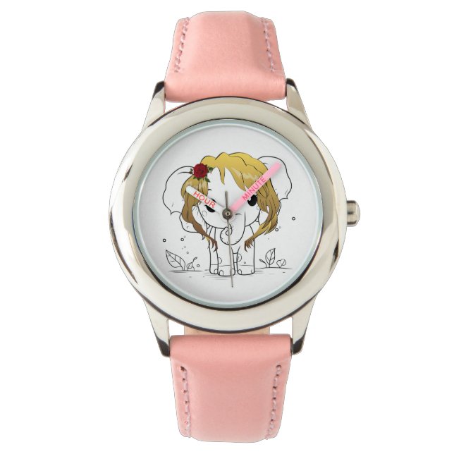 Montre Beau éléphant femelle aux cheveux jaunes (devant)