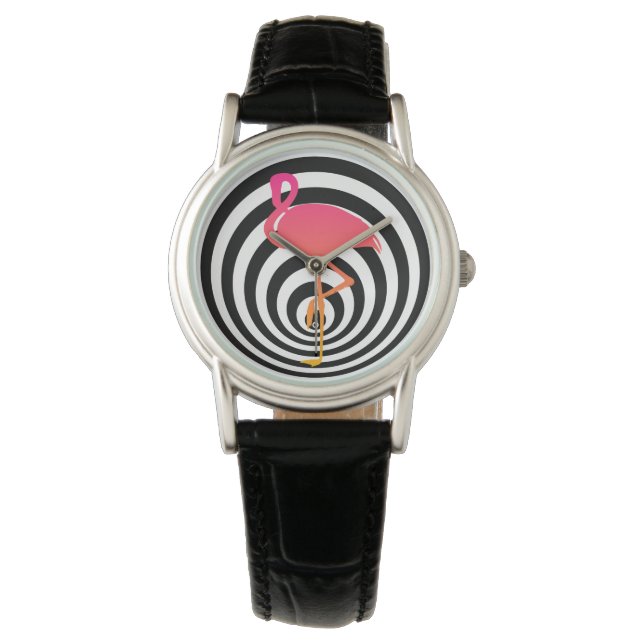 Montre Beau flamant en cercles (devant)