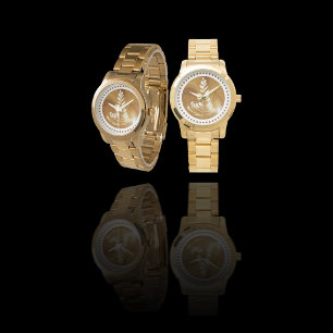 Montre Beau Latte Floral Leaf Arbre d'Art Or