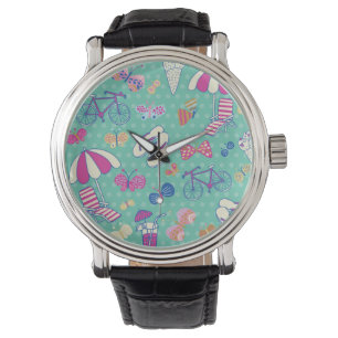Montre Beau Motif Avec Éléments Été