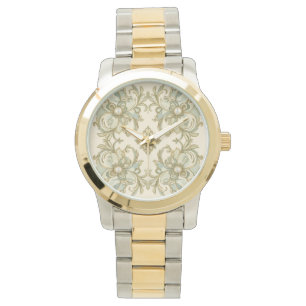 Montre Beau motif vert avec art de design perlé